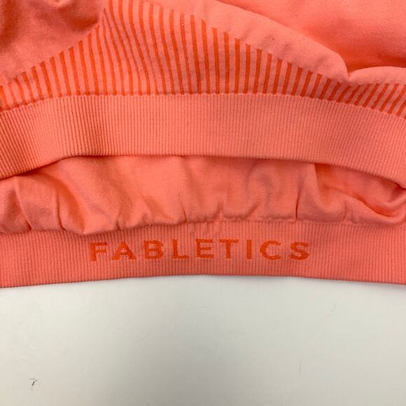 Fabletics Sevan Seamless Sports Bra Pink Grapefruit Strappy Light Support Large - Picture 6 of 7
